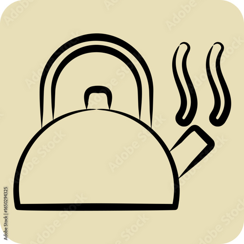 Icon Kettle. related to Kitchen Utensils symbol. hand drawn style. design editable