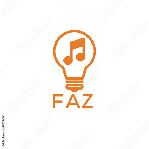 Creative Light Bulb with Music Note Logo Design for Music, Innovation, and Entertainment Branding. FAZ Letter Logo.
