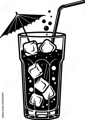 Refreshing Iced Summer Cocktail A Cool Drink Illustration