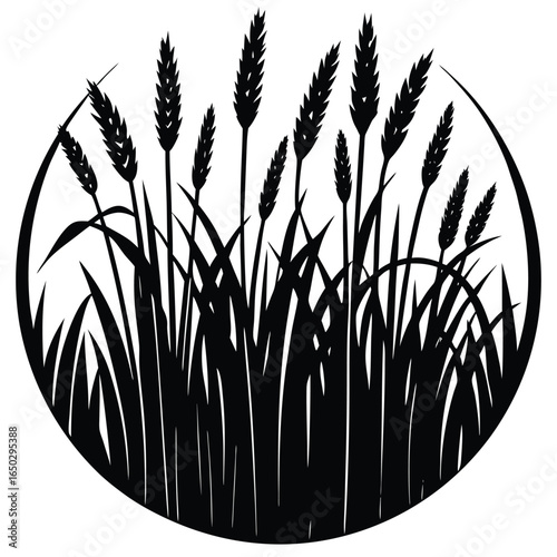 Serene prairie landscape with a silhouette of tall grasses under a clear sky