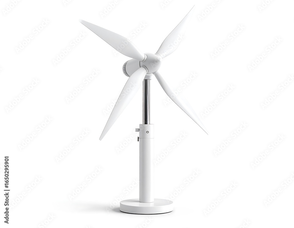 White Desk Fan with Wing-Shaped Blades, Modern Design, Isolated. White Desk Fan with Wing-Shaped Blades, Modern Design, Isolated.