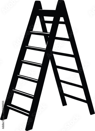 Foldable Ladder Vector Silhouette Illustration for Clipart Use