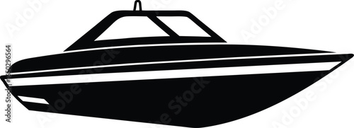 Modern Ski Boat with Wakeboard Tower Vector Illustration Clipart