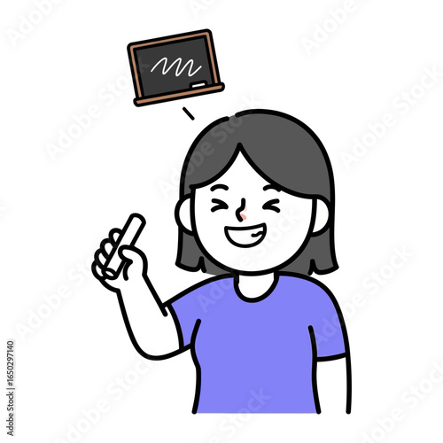 Creative Mind: A young student, beaming with inspiration, clutches chalk, envisioning the blackboard where ideas and learning intertwine.