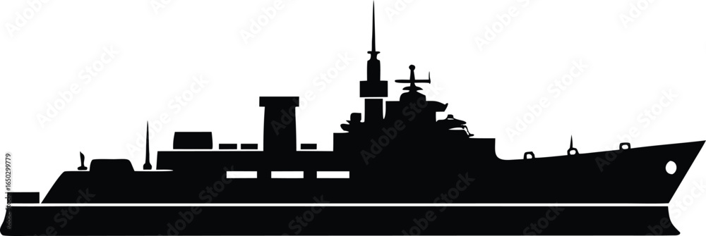 Obraz premium Warships Silhouette Vector Illustration for Naval Clipart Design