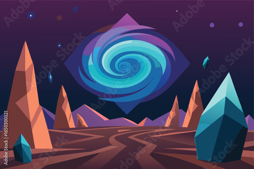 Crystal Alien Canyon With Giant Shimmering Shards
