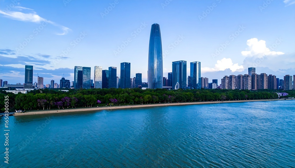 Fototapeta premium Panoramic city skyline over a river