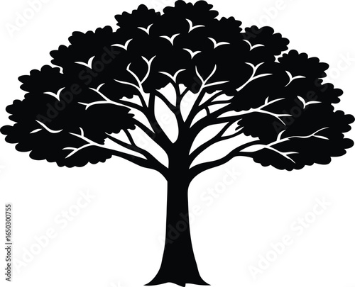 Cottonwood Tree Vector Silhouette Clipart for Nature