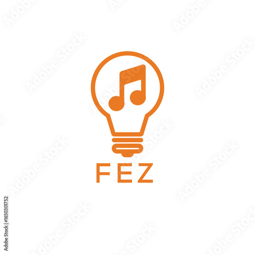 Creative Light Bulb with Music Note Logo Design for Music, Innovation, and Entertainment Branding. FEZ Letter Logo.
