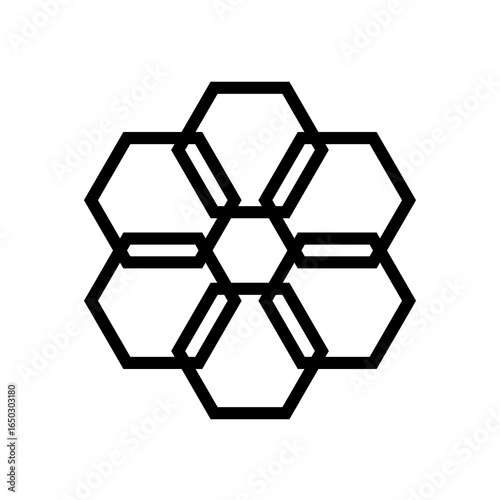 Vector Geometric Hexagon Flower Icon – Abstract Hexagonal Cluster, Modern Pattern for Science, Technology, and Design Concepts