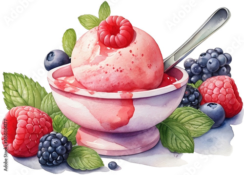 Wallpaper Mural cup of berry ice-cream with all fresh berry on top Torontodigital.ca