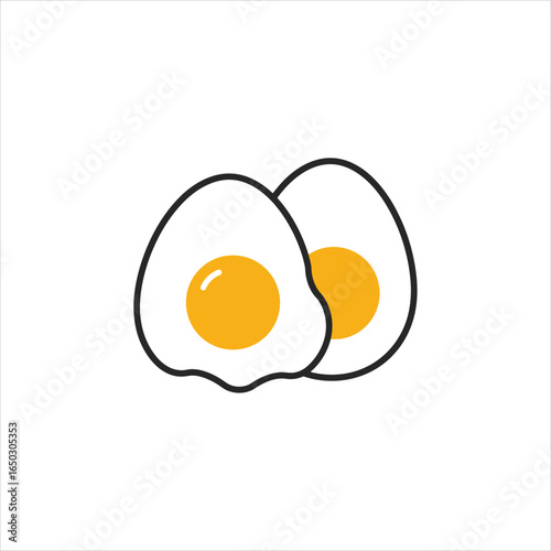 Vector Fried Egg, Sunny-Side-Up and Hard Boiled Egg Set, Closeup, Isolated. Healthy Breakfast, Protein Food Clipart. Whole and Sliced Egg Design Templates