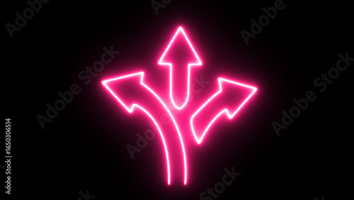 Fotografie Bright pink neon arrows pointing in three different directions