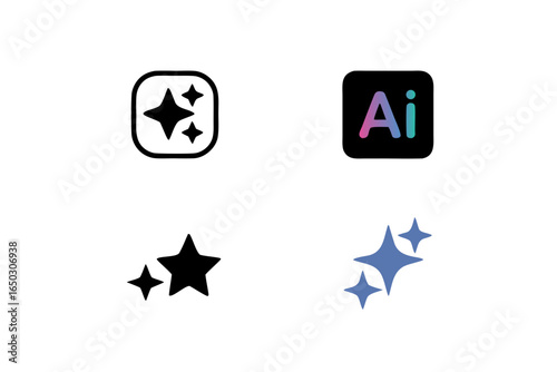 Sparkle star icons isolated on white background vector graphic elements for modern design, web ui, and creative artwork