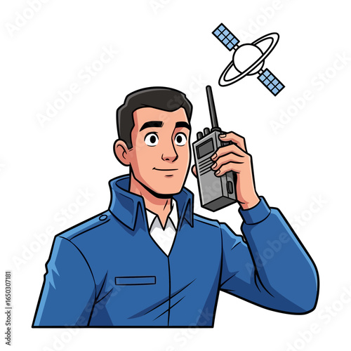 Space Communication Technician: An illustration depicts a focused technician, radiotelephone, and the satellite relaying signals in space, the core of modern communication