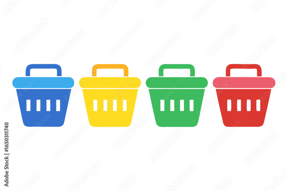 Fototapeta premium set of colorful Laundry basket vector silhouette illustration isolated on white background