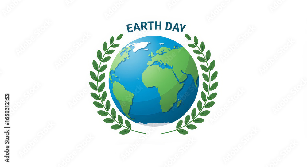 Fototapeta premium Earth Day Wreath Globe - Celebrate Earth Day with this minimalist design. Symbolizing environmental protection, global unity, sustainable growth, nature's beauty, and a healthy planet