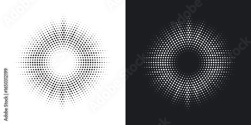 Burst Halftone light effect. Glowing light burst. abstract grunge halftone dots background. Vector illustration.