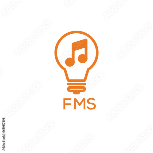 Creative Light Bulb with Music Note Logo Design for Music, Innovation, and Entertainment Branding. FMS Letter Logo.
