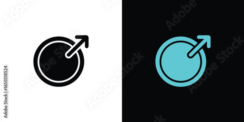 Male Gender Symbol Icon on White and Black Background in Format