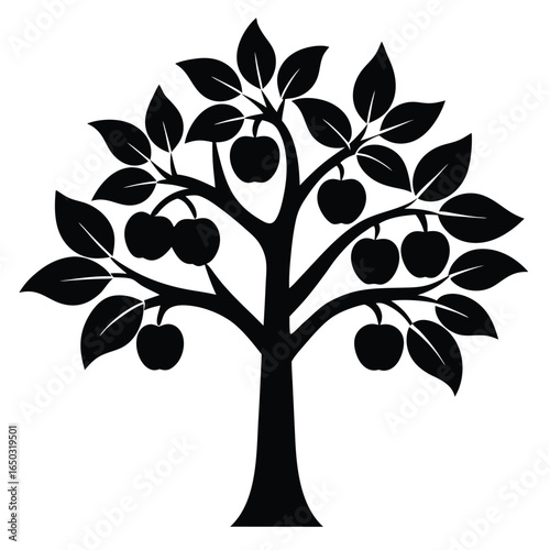 persimmon tree vector icon