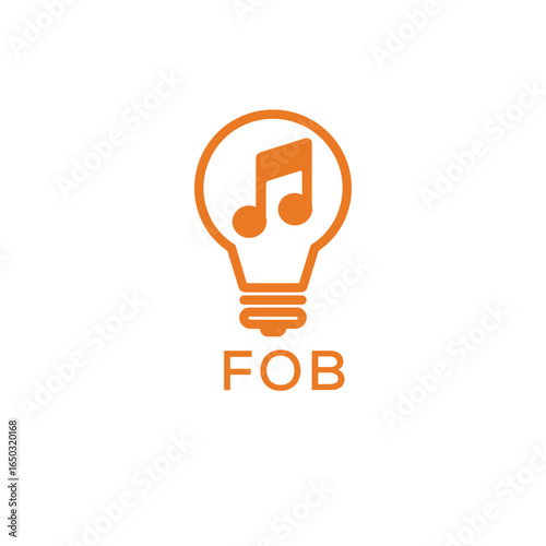 Creative Light Bulb with Music Note Logo Design for Music, Innovation, and Entertainment Branding. FOB Letter Logo.
