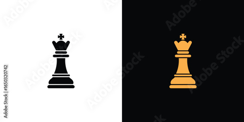 of Chess King Piece in Black and Gold on Split Backgrounds