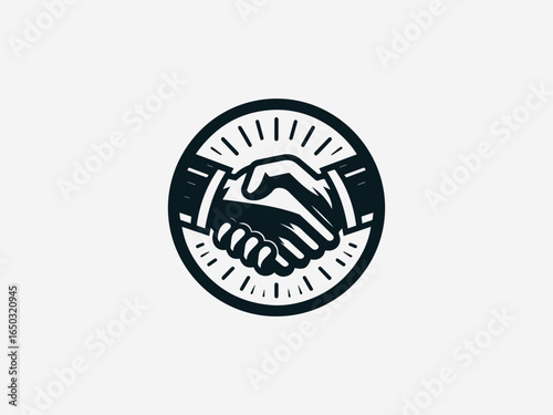 Two powerful male hands clasping each other in a unified and firm handshake, symbolizing concepts of collaboration