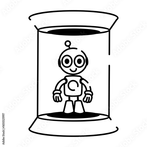 A doodle style icon of futuristic teleportation technology
