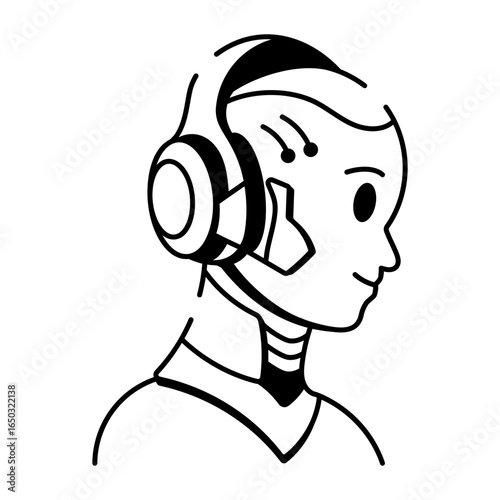 A hand drawn style icon depicting ai listener

