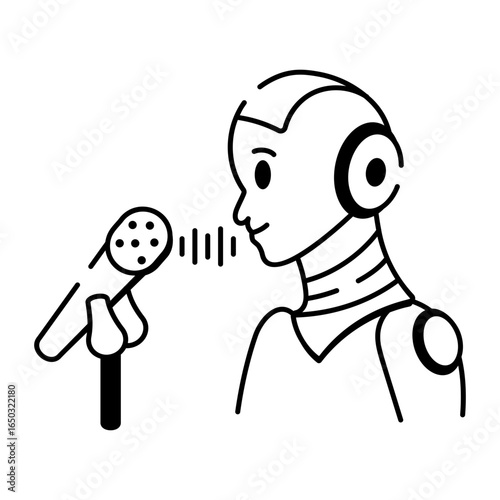 Hand drawn style icon depicting voice recognition technology

