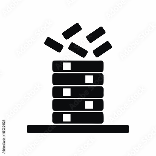Jenga vector silhouette illustration isolated on white background