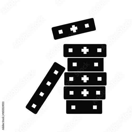 Jenga icon vector silhouette illustration isolated on white 
