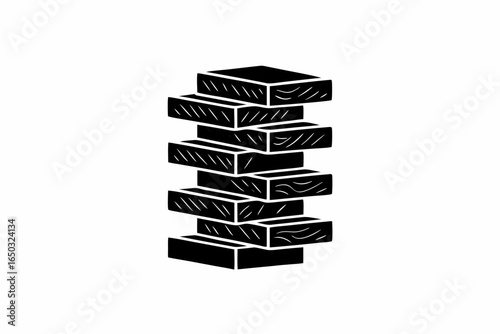 Jenga vector silhouette illustration isolated on white background