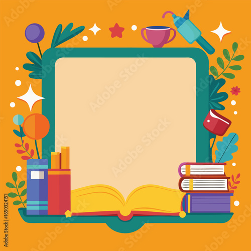 Educational or Entertainment Books Frame or Border 