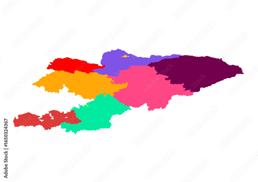 Fototapeta premium Kyrgyzstan Map Color Edition – Vibrant Country Vector Artwork for Tourism, Education, and Modern Wall Art