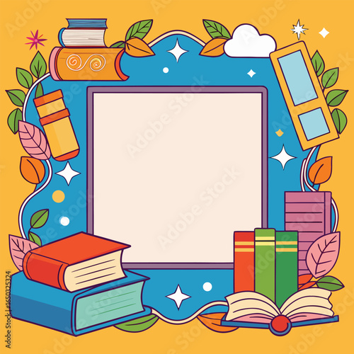 Educational or Entertainment Books Frame or Border 