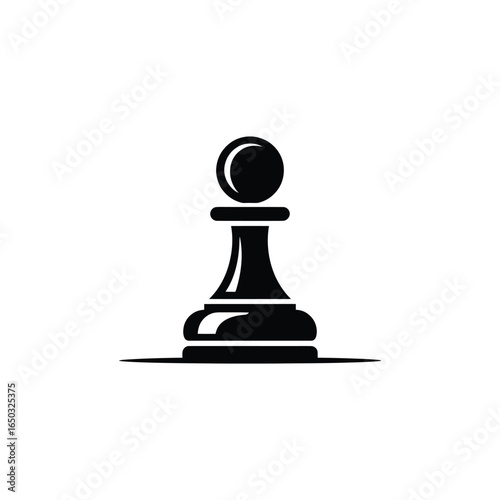 Stylized Black and White of a Pawn Chess Piece on White Background