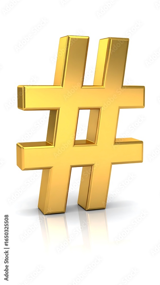 Obraz premium Gold hashtag symbol