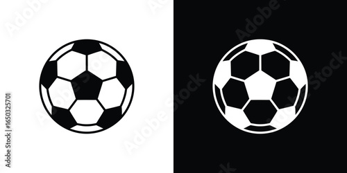 Symmetrical Soccer Ball Icons in Black and White Variations for Sport Graphics Use