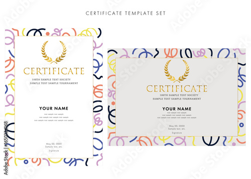 賞状セット01　certificate　award　表彰状　celebration	
