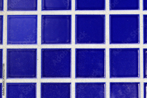 Close-up of a blue ceramic tile wall