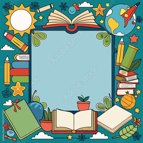 Educational or Entertainment Books Frame or Border 