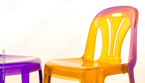 Two brightly colored plastic chairs