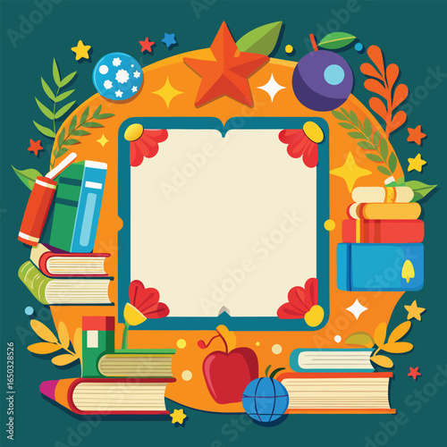 Educational or Entertainment Books Frame or Border 