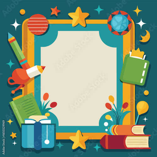 Educational or Entertainment Books Frame or Border 