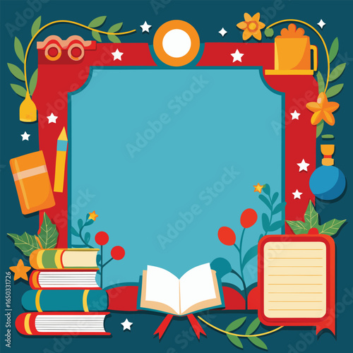 Educational or Entertainment Books Frame or Border 