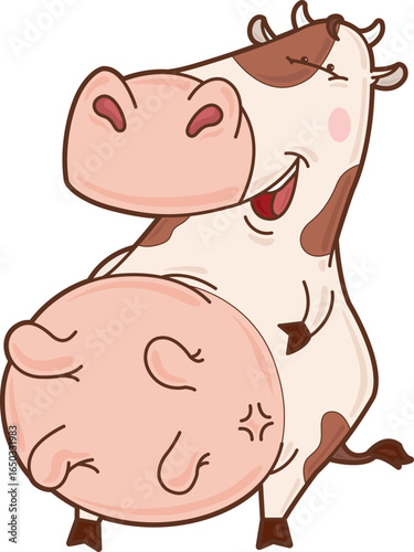 CHARACTER AYRSHIRE COW FROM SCOTLAND, WITH LARGE UDDER - HAPPY EXPRESSION