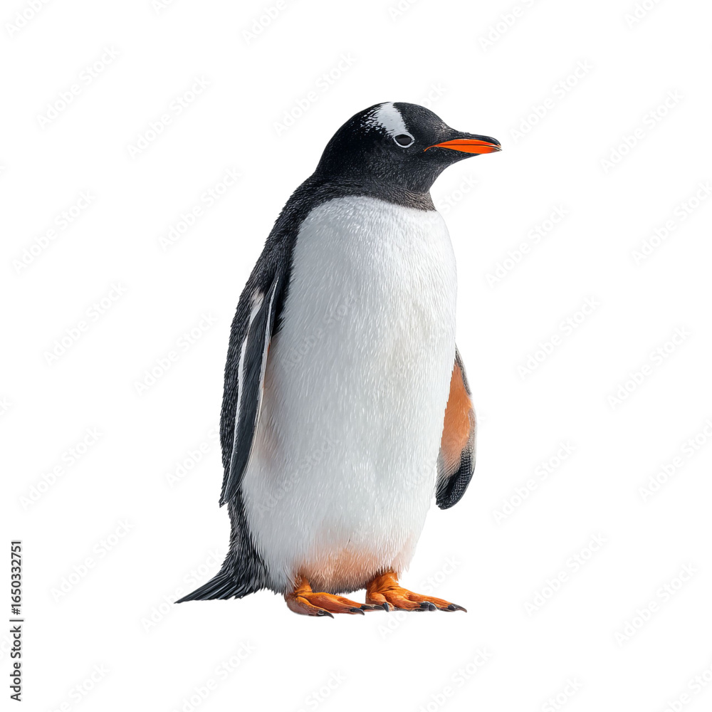 Fototapeta premium Png of A charming Gentoo penguin stands proudly with its striking black and white feathers.