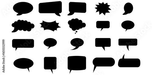 dialogue box silhouette vector set